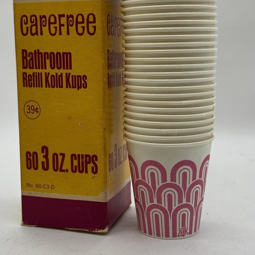 Vtg Carefree Bathroom Refill Kold Kups (like Dixie) 3oz 60ct (51 Left) Pink MCM